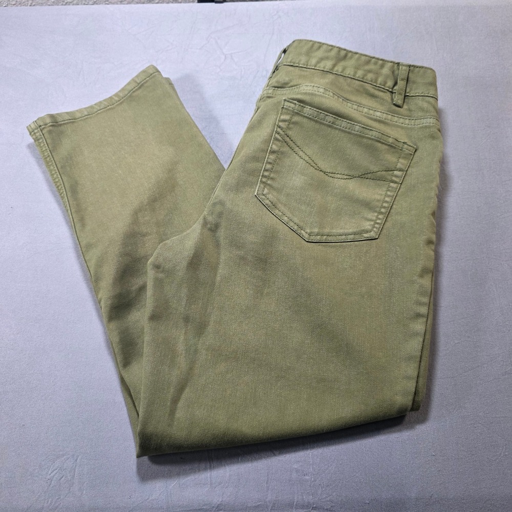 J. Jill Olive Green Stretch Crop Pants Womens Size 6 Straight Leg Mid Rise 5 Pkt